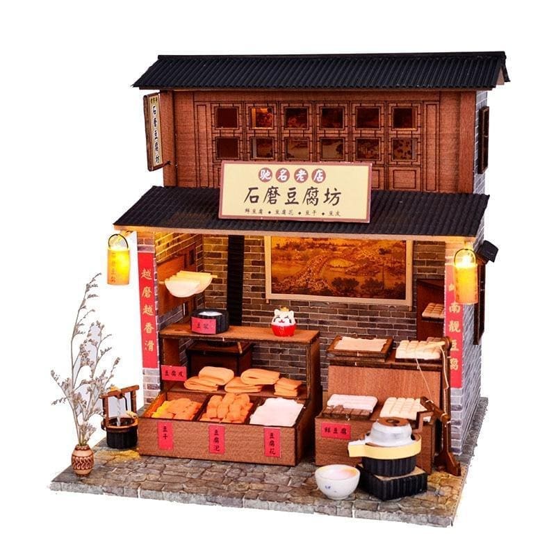Kit Maquette Maison Miniature Café/cuisine - Assemblage Sans Colle, ABS - 15.3x17.6x12.3 Cm